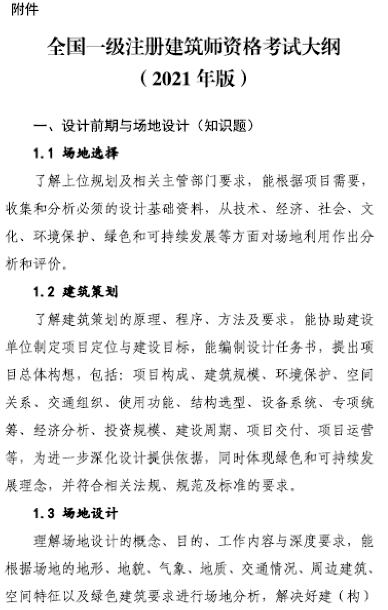 大事件！9門變6門！一級注冊建筑師考試大綱（21版）發(fā)布，2023年執(zhí)行！